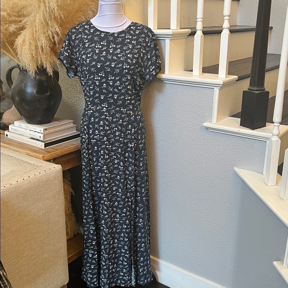 Lulus New Desires Navy Blue Floral Print Backless Maxi Dress Size Large - Picture 4 of 8